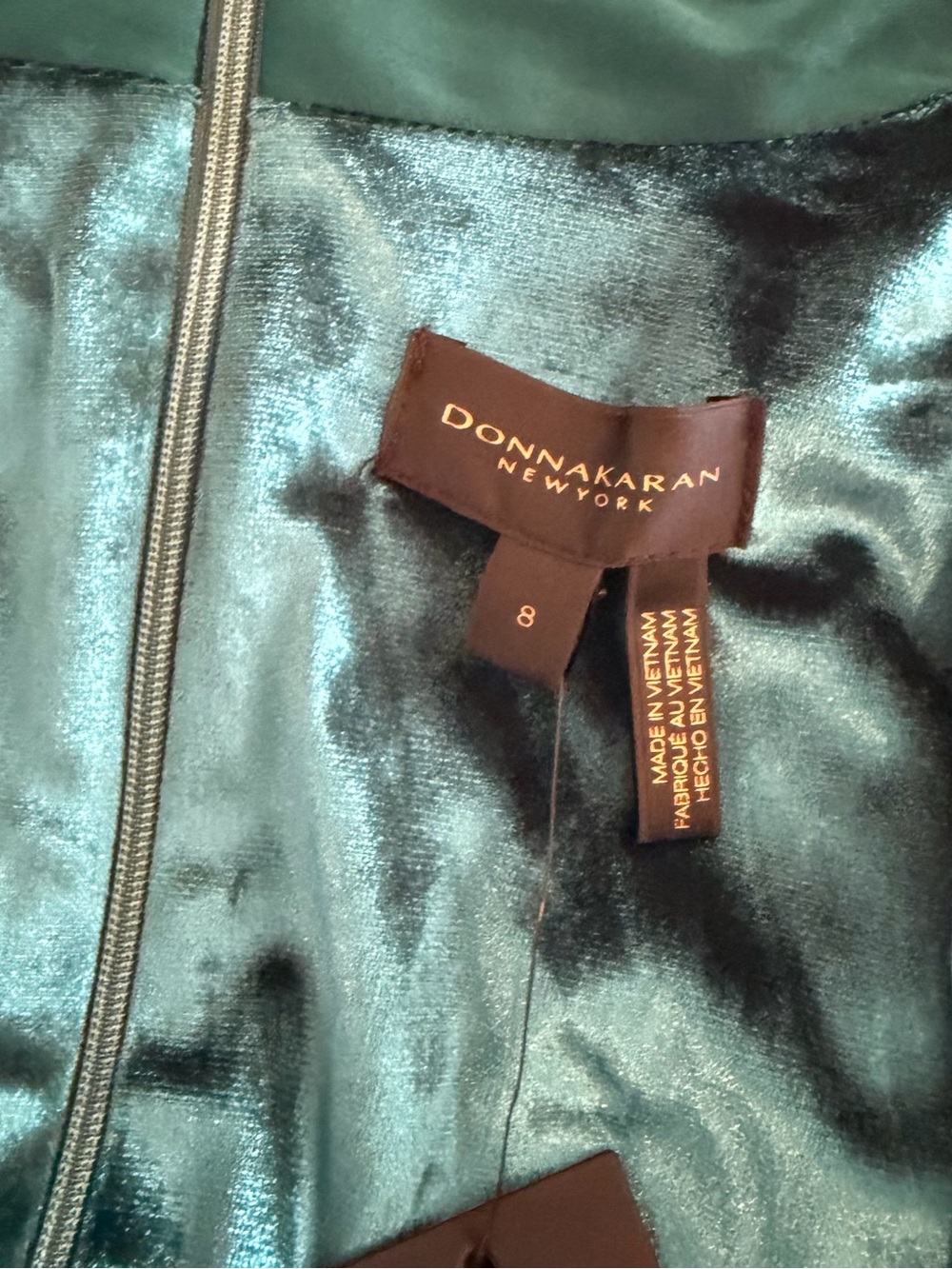Donna Karan Teal velvet Wrap-Front Wide-Leg Jumpsuit - Picture 8 of 9